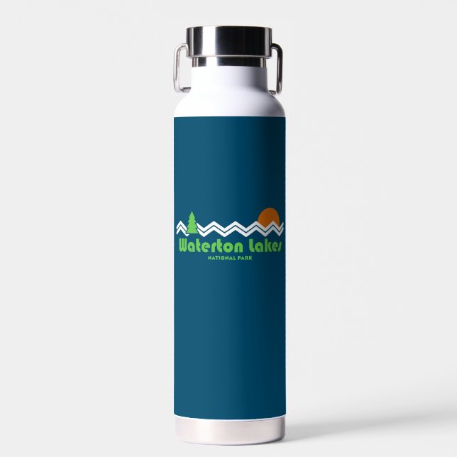 Nationalpark Waterton Seen Retro Trinkflasche (Vorne)