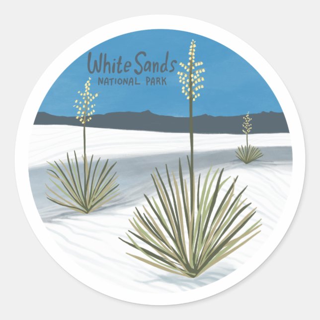 Nationalpark Weißer Sand New Mexico Gypsum Yucca Runder Aufkleber (Vorderseite)