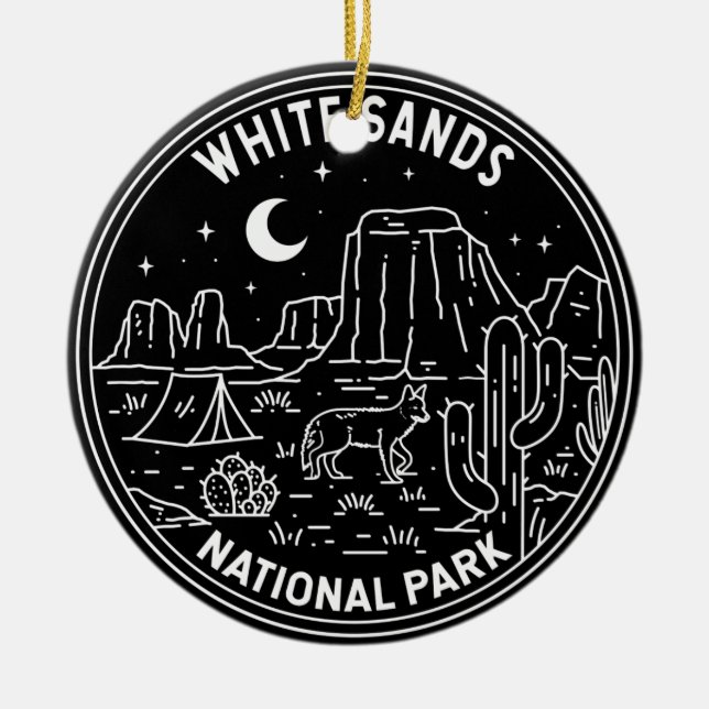 Nationalpark White Sands New Mexico Monoline Keramik Ornament (Vorne)