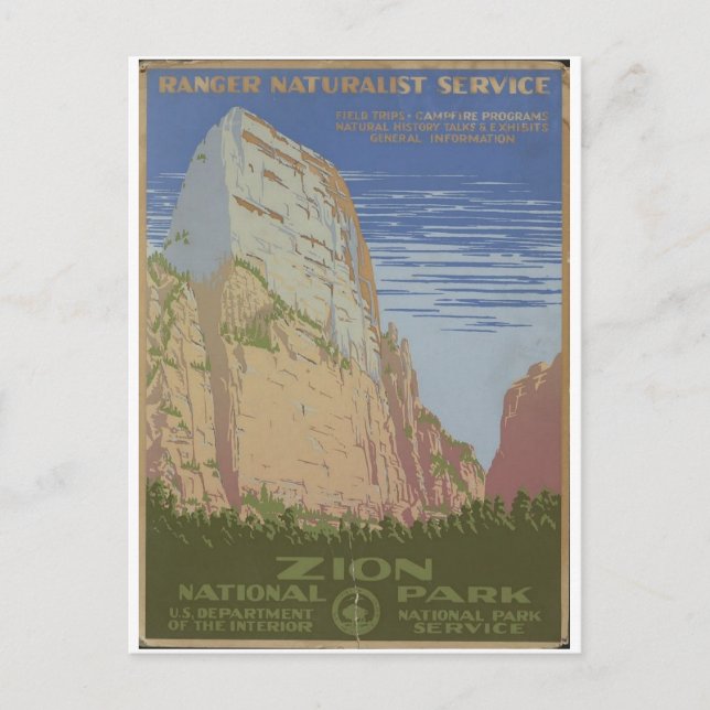 Nationalpark Zion 1938 Springdale Utah Postkarte (Vorderseite)