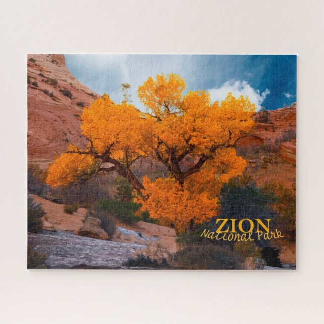 Nationalpark Zion Utah Goldener Herbstbaum (Horizontal)