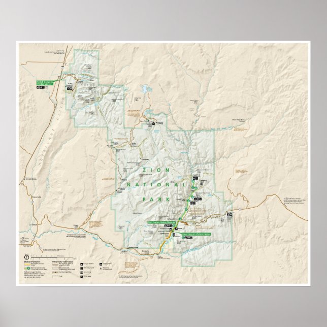 Nationalpark Zion (Utah) Kartenplakat Poster (Vorne)