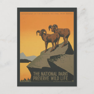 Nationalparks bewahren alte Anzeige. Postkarte
