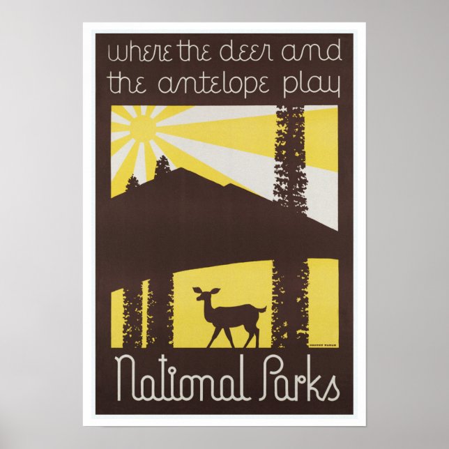 Nationalparks Deer und Antelope Poster (Vorne)