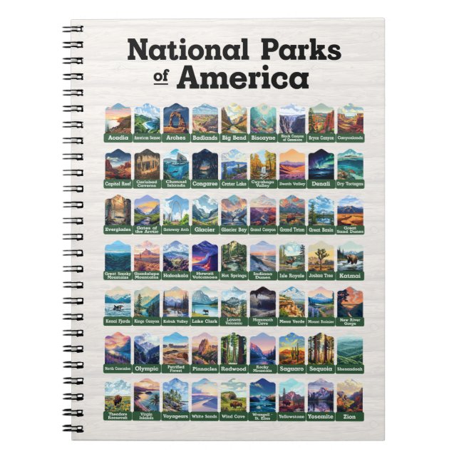 Nationalparks der USA USA Notizblock (Vorderseite)