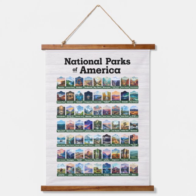 Nationalparks der USA USA Wandteppich Mit Holzrahmen (Vorderseite)