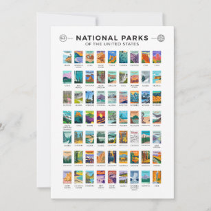 Nationalparks der Vereinigten Staaten Liste Vintag Feiertagskarte