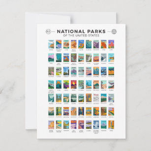 Nationalparks der Vereinigten Staaten Liste Vintag Karte