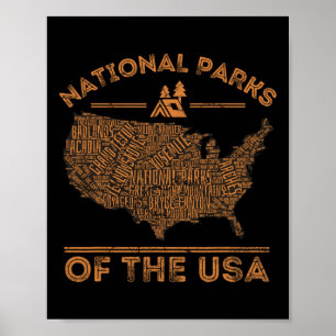Nationalparks-Karte Wandern Reisen Camping Outdoor Poster