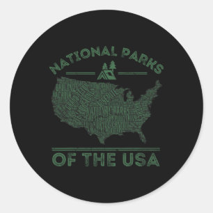Nationalparks Karte Wandern Reisen Camping Outdoor Runder Aufkleber