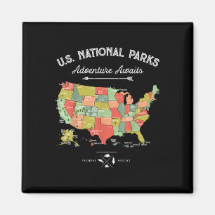 Nationalparks-T-Shirt-Karte-Camping-Frauen-Männer- Magnet