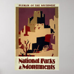 Nationalparks und Denkmäler Vintage Reiseplakat Poster