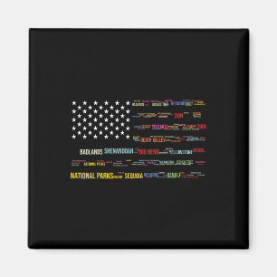 Nationalparks USA Liste Wortwolke US-Flagge Campin Magnet