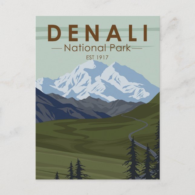 Nationalparkstraße Denali Postkarte (Vorderseite)