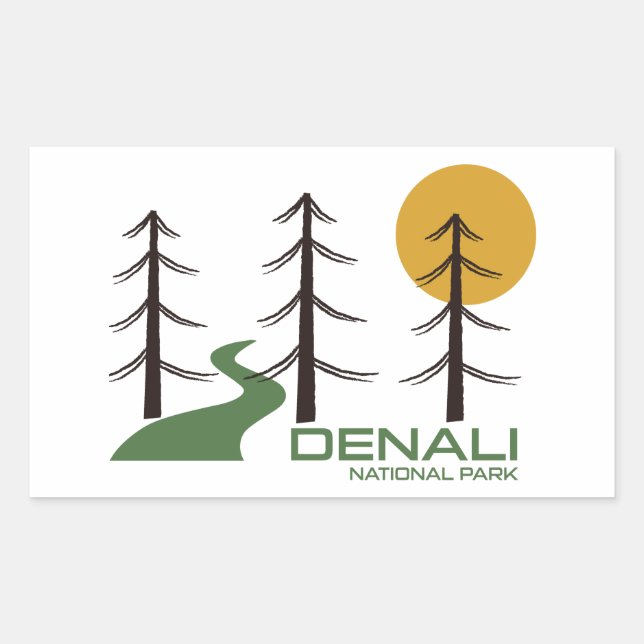 Nationalparkweg Denali Rechteckiger Aufkleber (Vorderseite)