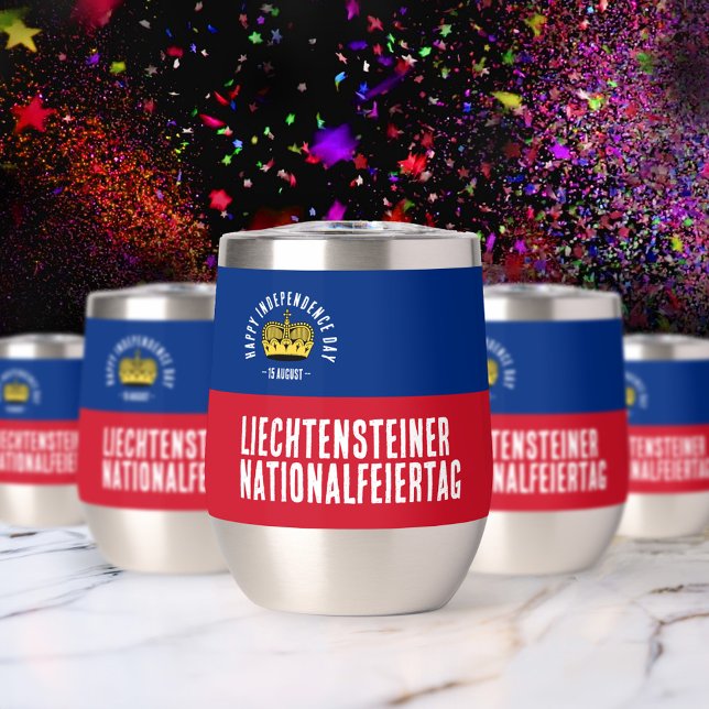 Nationaltagsflagge Liechtenstein (Liechtenstein Independence Day August 15 Thermal Wine Tumbler Cover Photo)