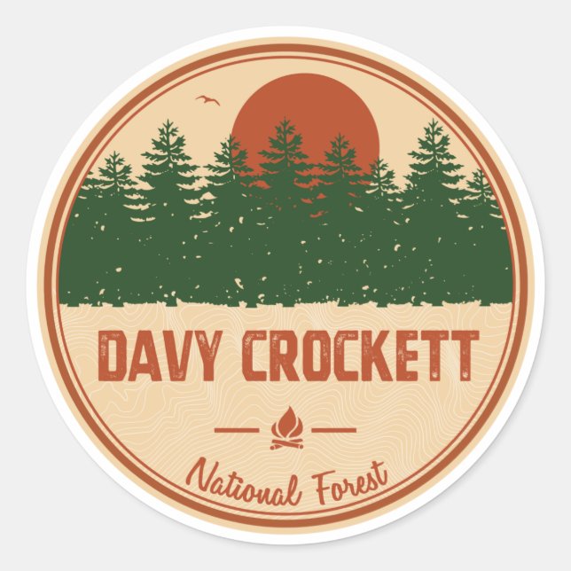 Nationalwald der Davy Crockett Runder Aufkleber (Vorderseite)