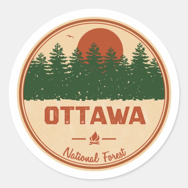 Nationalwald Ottawa Runder Aufkleber (Vorderseite)