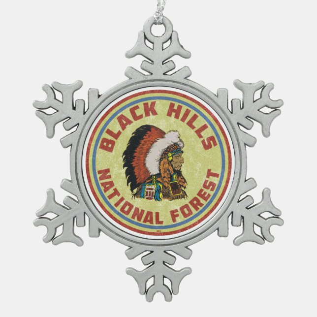 Nationalwald South Dakota Schneeflocken Zinn-Ornament (Vorderseite)