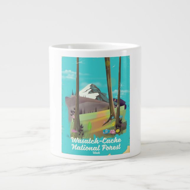 Nationalwald-Utah-Urlaubsplakat Wasatch-Cache Jumbo-Tasse (Vorderseite)