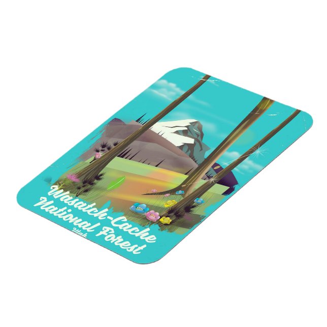 Nationalwald-Utah-Urlaubsplakat Wasatch-Cache Magnet (Linke Seite)