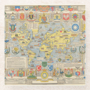 Nationens-Karte der Welt Glasuntersetzer