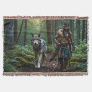 Nativ American Warrior & Wolf Wildlife Design Decke