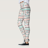Native American Aztec und Skulls Pattern Leggings