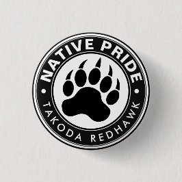 Native American Bear Paw Logo Personalized Name Button