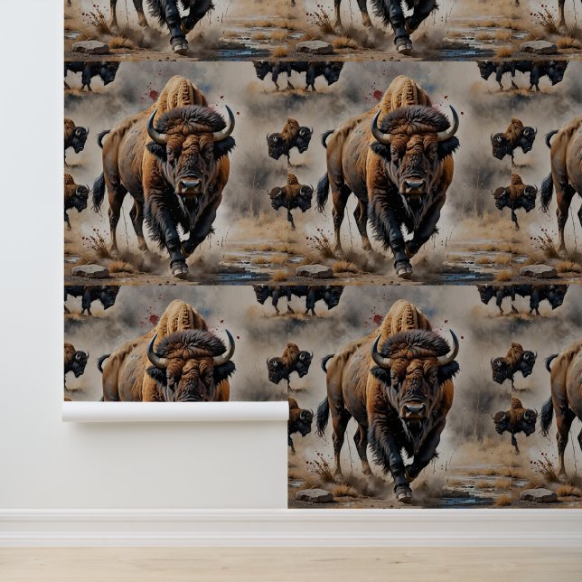 Native American Bison Art Tapete (Anwendung)