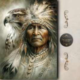 Native American Chief & Eagle Decoupage Seidenpapier