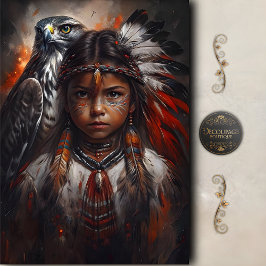 Native American Child & Eagle Headdress Decoupage Seidenpapier