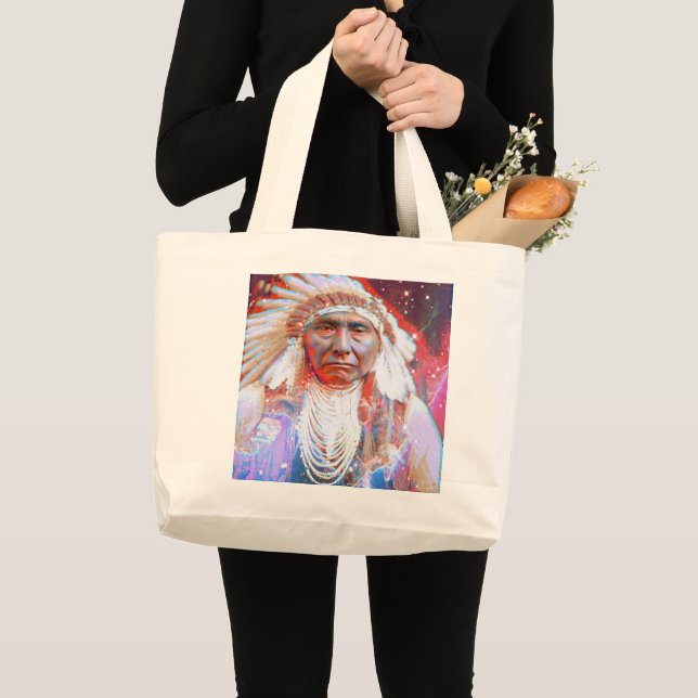 Native American Crazy Horse Grand Sac fourre-tout (Devant (produit))