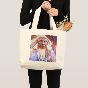 Native American  Crazy Horse Large Tote Bag