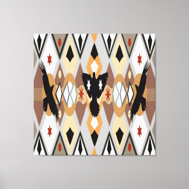 Native American Crow Stretched Canvas Print Leinwanddruck (Vorderseite)