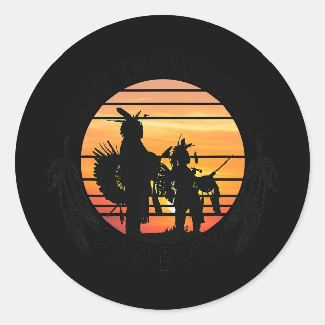 Native American Dad Father's Day Gift Apparel Runder Aufkleber (Vorderseite)
