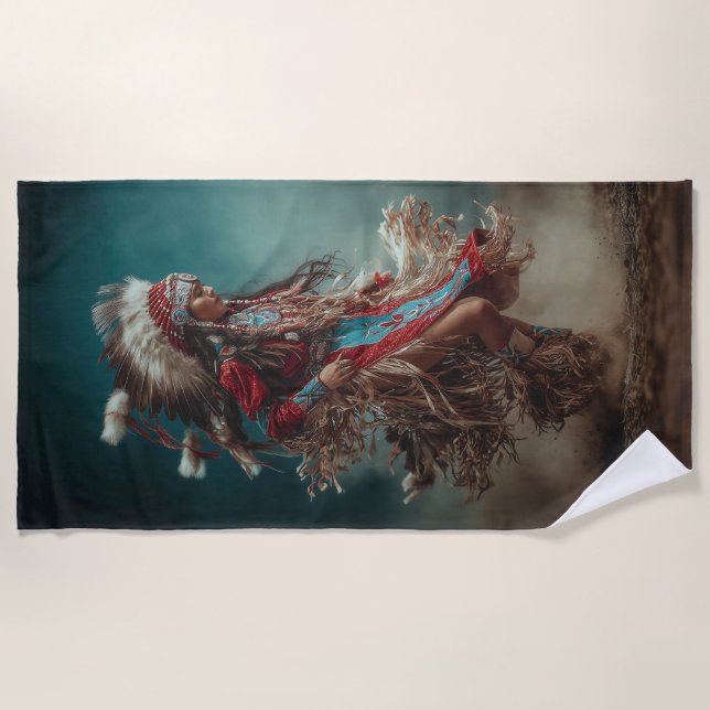 Native American Dancer Beach Towel Strandtuch (Vorderseite)