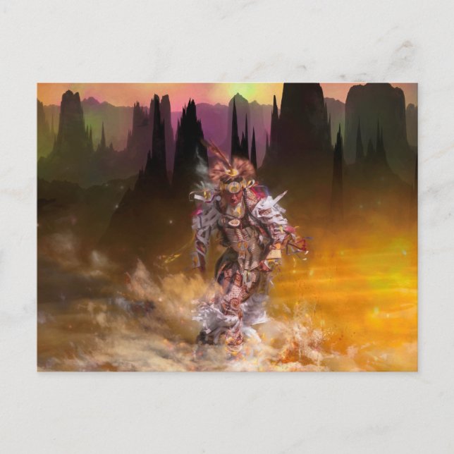 Native American Dancer ROLLING THUNDER Postkarte (Vorderseite)