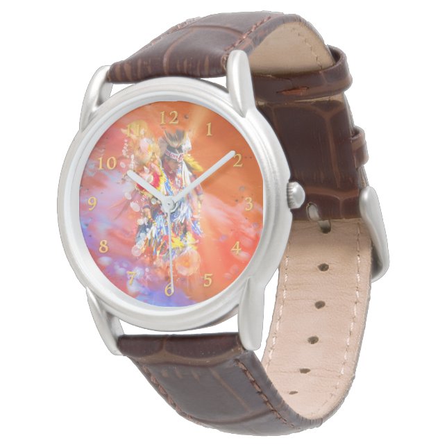 Native American DANCING WOLVES Armbanduhr (Schrägansicht)