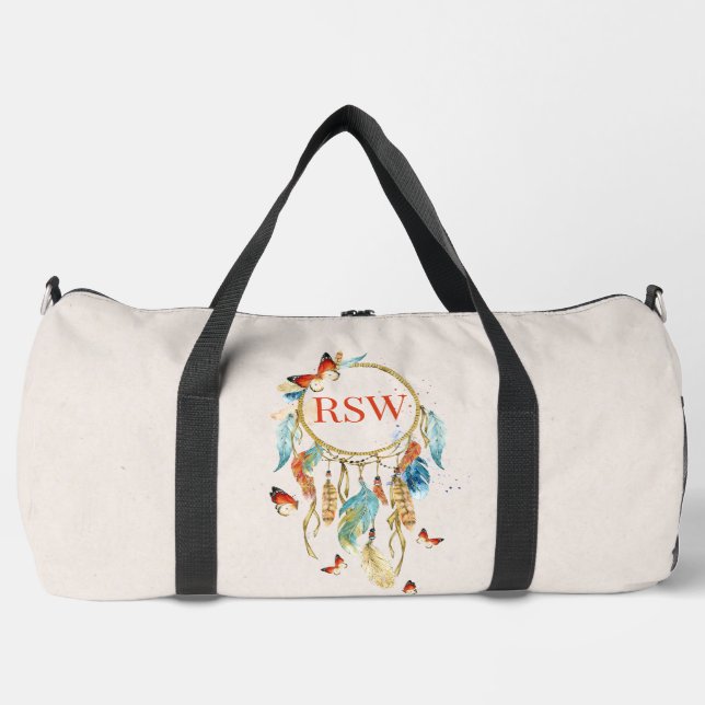 Native American Dream Catcher Mit Monogramm Duffel Duffle Bag (Vorderseite)
