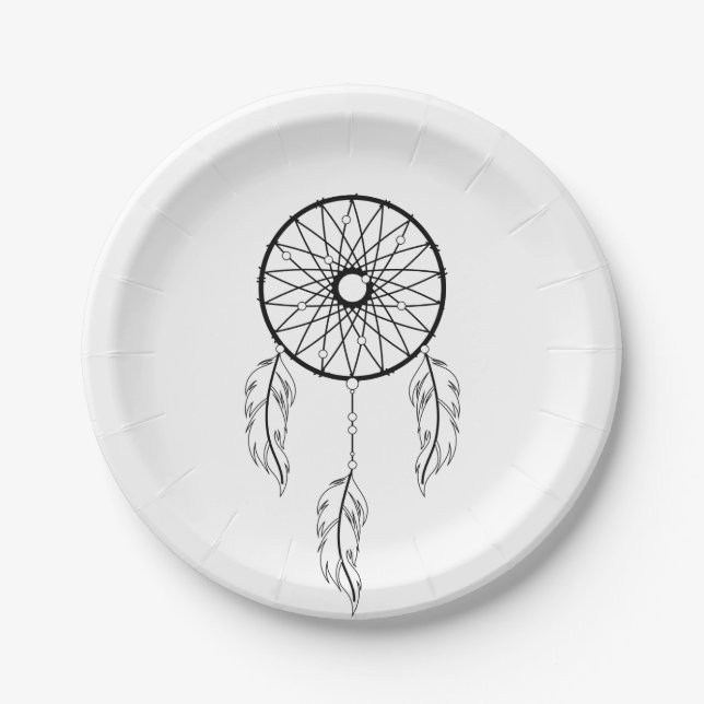 Native American Dreamcatcher Tribal Wedding Boho Pappteller (Vorderseite)
