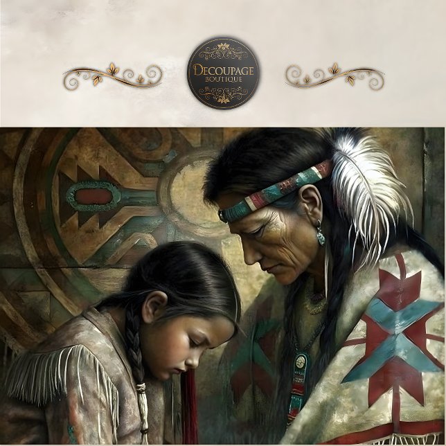 Native American Elder & Child Prayer Decoupage Seidenpapier (Native American Elder & Child Prayer Decoupage Tissue Paper)
