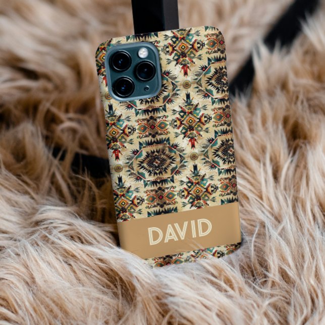 Native American Ethnic Art Tribe Pattern Custom  Case-Mate iPhone 14 Hülle ( Native American Ethnic Art Tribe Pattern, vintage-inspired tribal design, birthday gifts western )