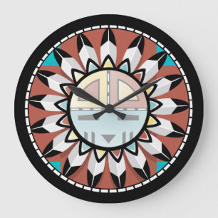 Native American Hopi Abstrakt Clock Design Große Wanduhr