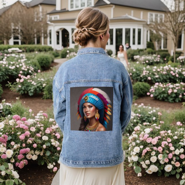 NATIVE AMERICAN INDIEN FEMME Denim jean Jacket (Mariage Retour)