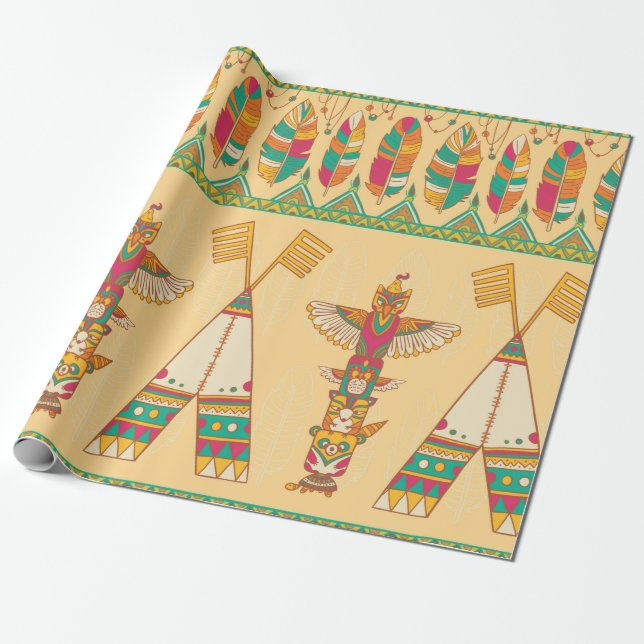 Native American indigenous ornamental seamless pat Geschenkpapier (Ungerollt)