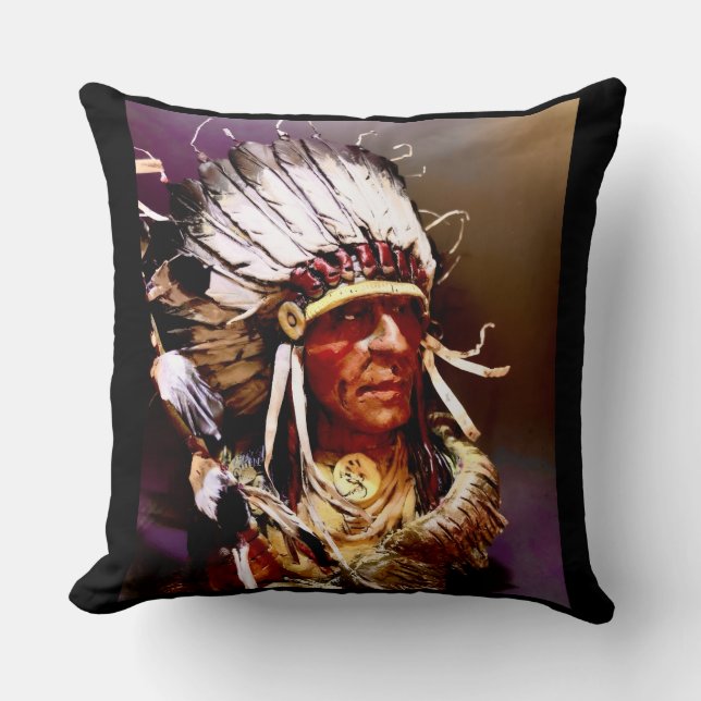 Native American "Kiowa Chief" art Kissen (Vorderseite)
