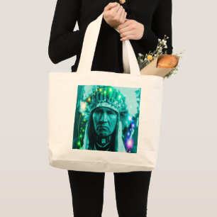 Native American Magical Chief Large Tote Bag Jumbo Stoffbeutel