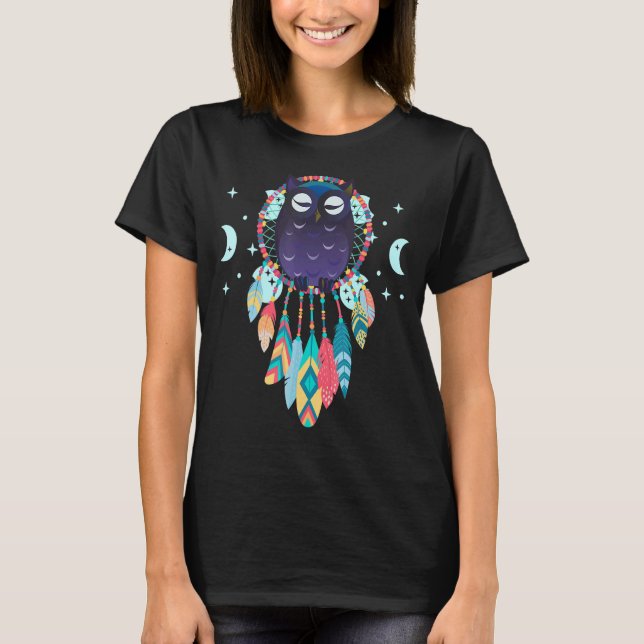 Native American Moon Dreamcatcher Owl Spiritual Dr T-Shirt (Vorderseite)