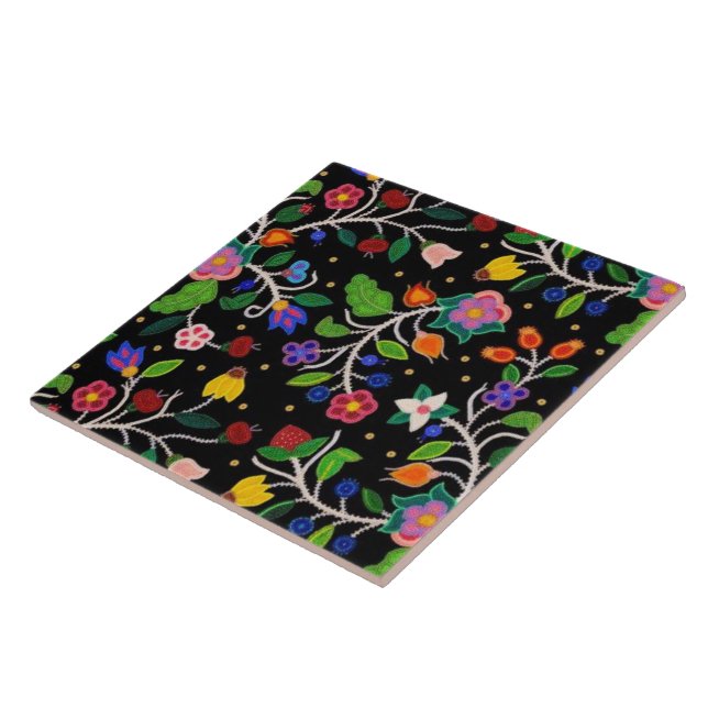 Native American Ojibwe Woodlands Floral Pattern Fliese (Seite)